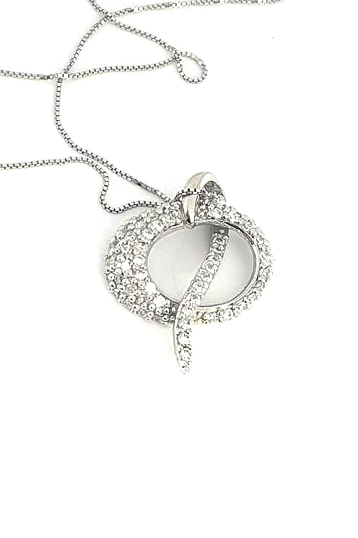 Pırlanta ışıltısında zirkon taşlı 925 ayar gümüş tasarım kolye