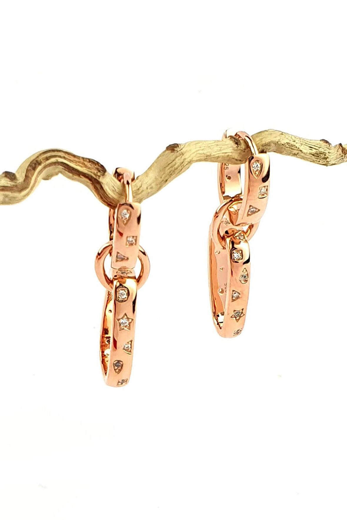 Zirkon Taş Detaylı 925ayar Gümüş Rose Halka Küpe