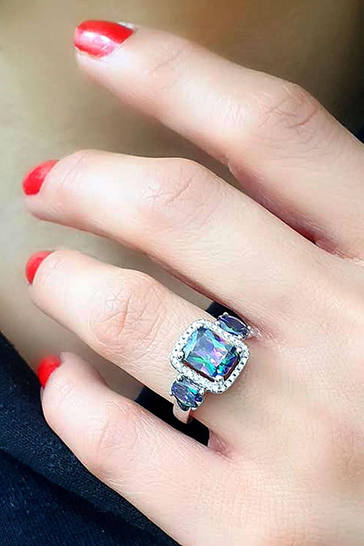 Mistik Topaz Taşlı 925 ayar Gümüş Baget Yüzük 