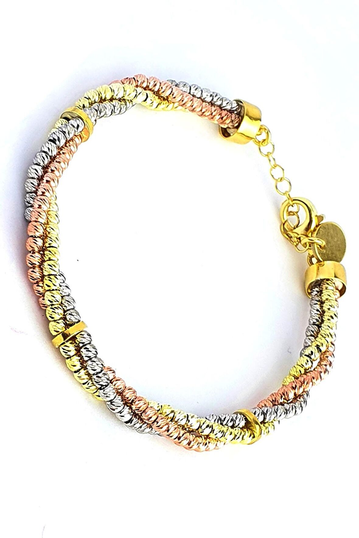 3 Renk Altın İşçiliğinde 925 ayar Gümüş Dorika Bileklik