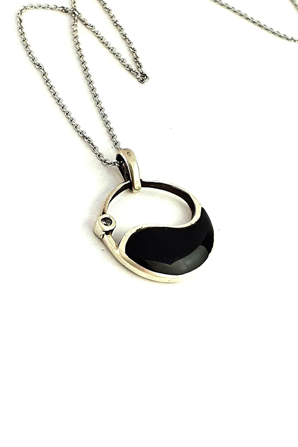 925 ayar Gümüş Oniks Taşlı Tasarım Kolye 