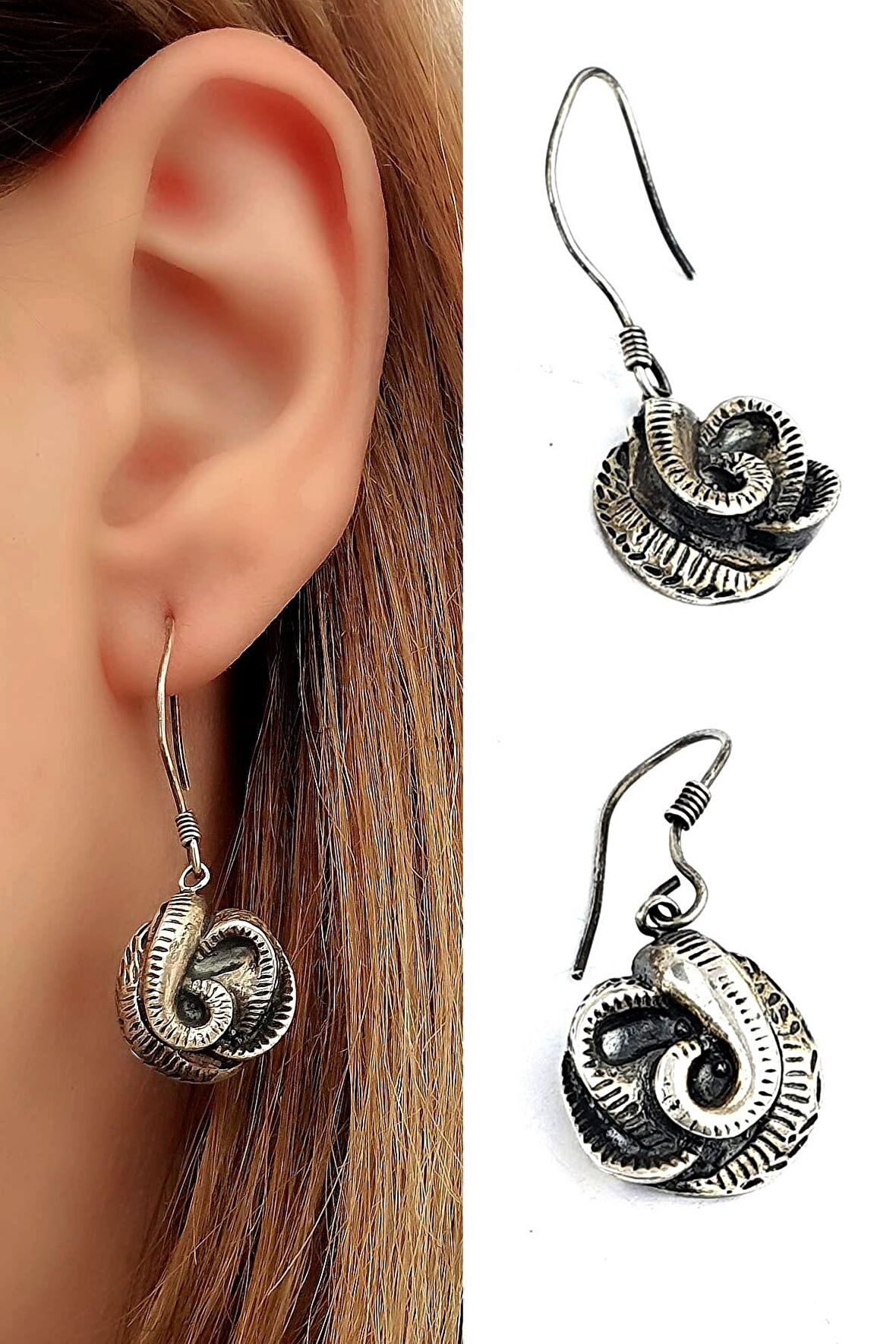 Gül Figürlü 925 ayar Gümüş Tasarım Küpe 