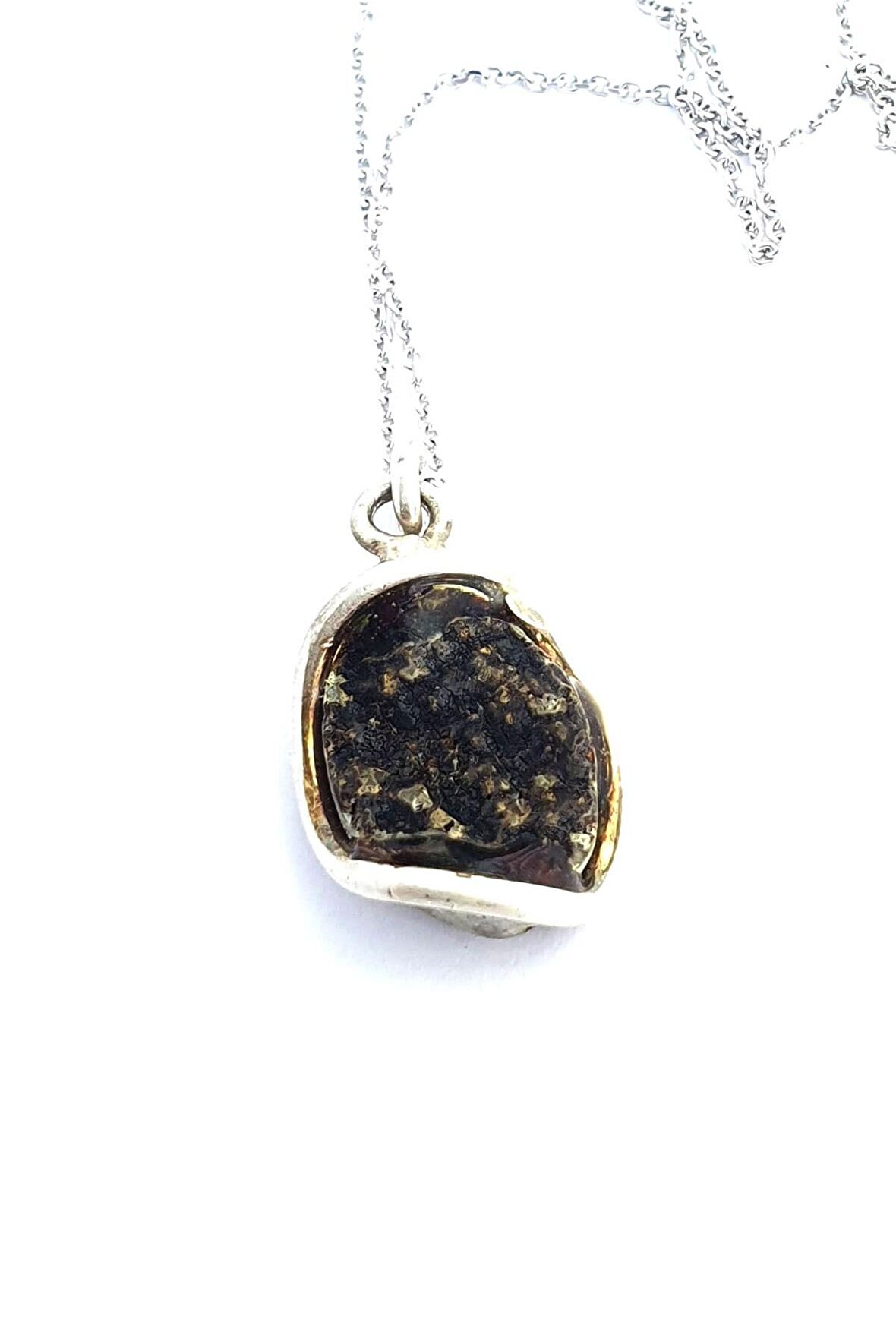 Damla Kehribar 925 ayar Gümüş Kolye