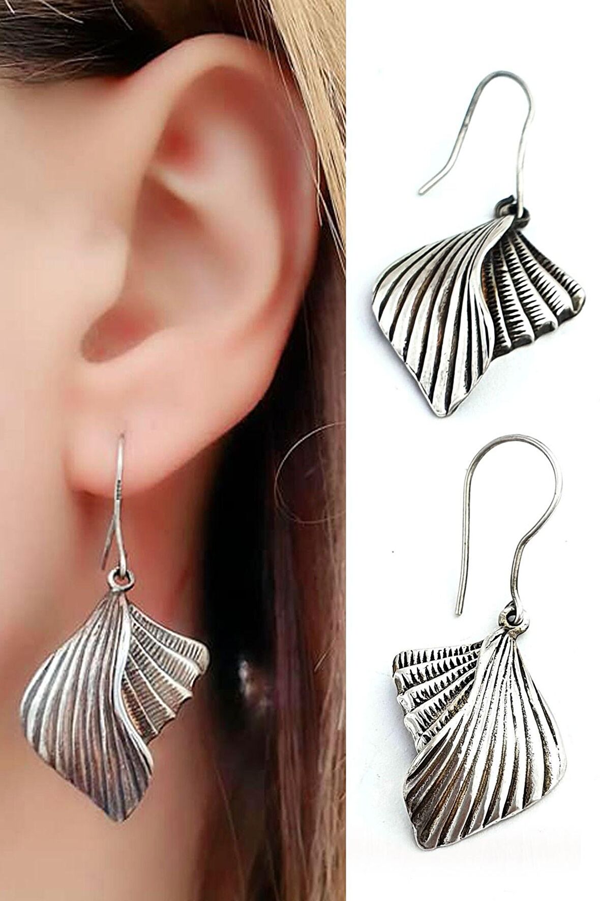 Tasarım 925ayar Gümüş Bohem Küpe 