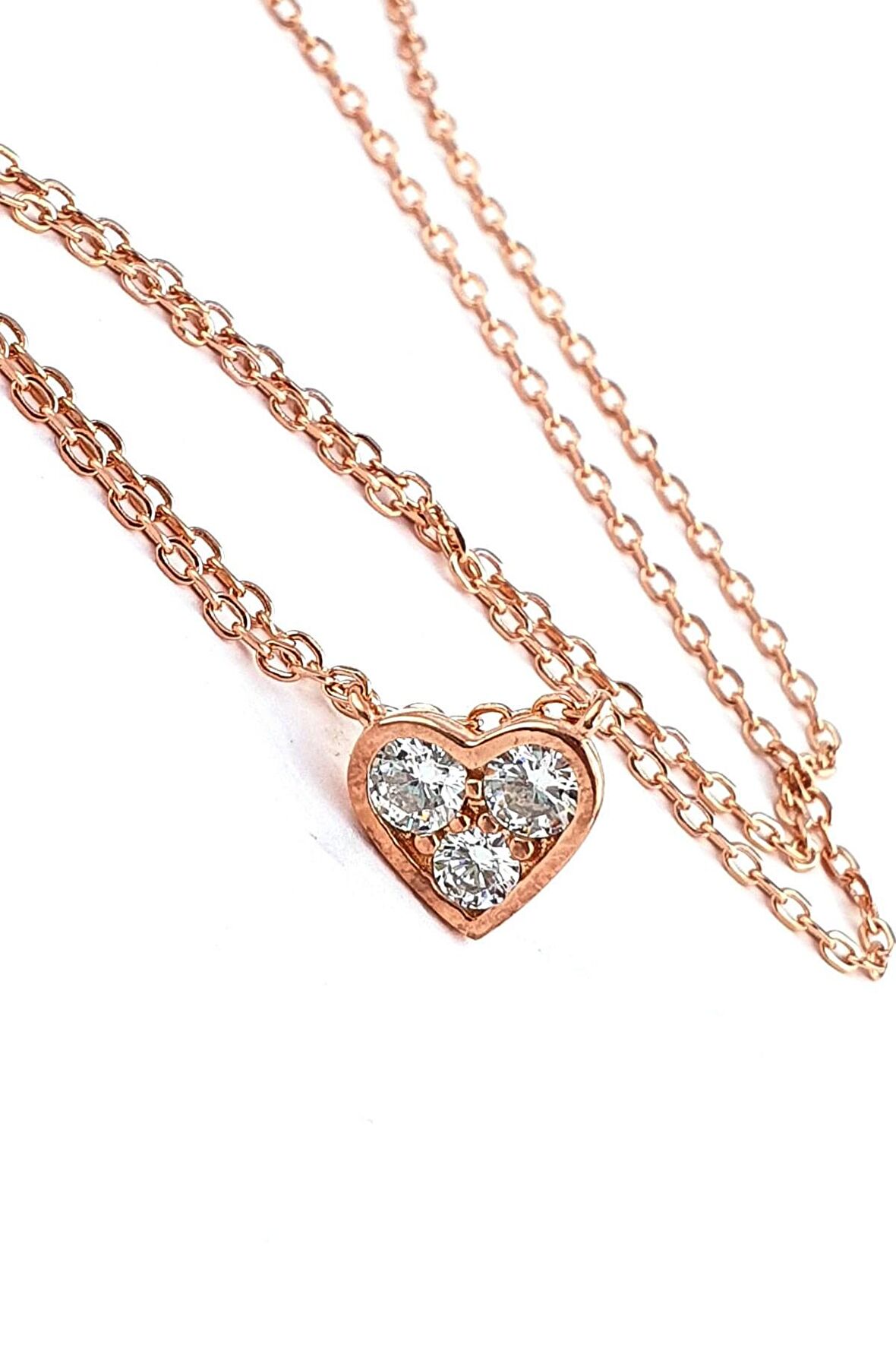 Swarovski Taşlı 925ayar Gümüş Rose Tek Taş kolye 