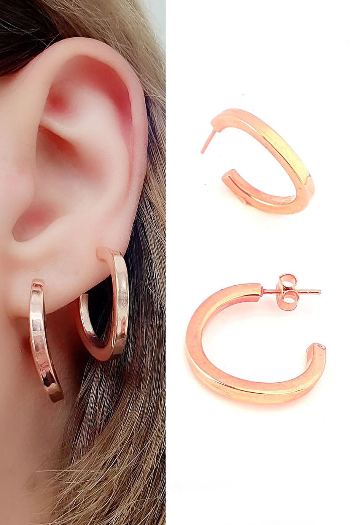 925 ayar Gümüş Yarim Halka Küpe