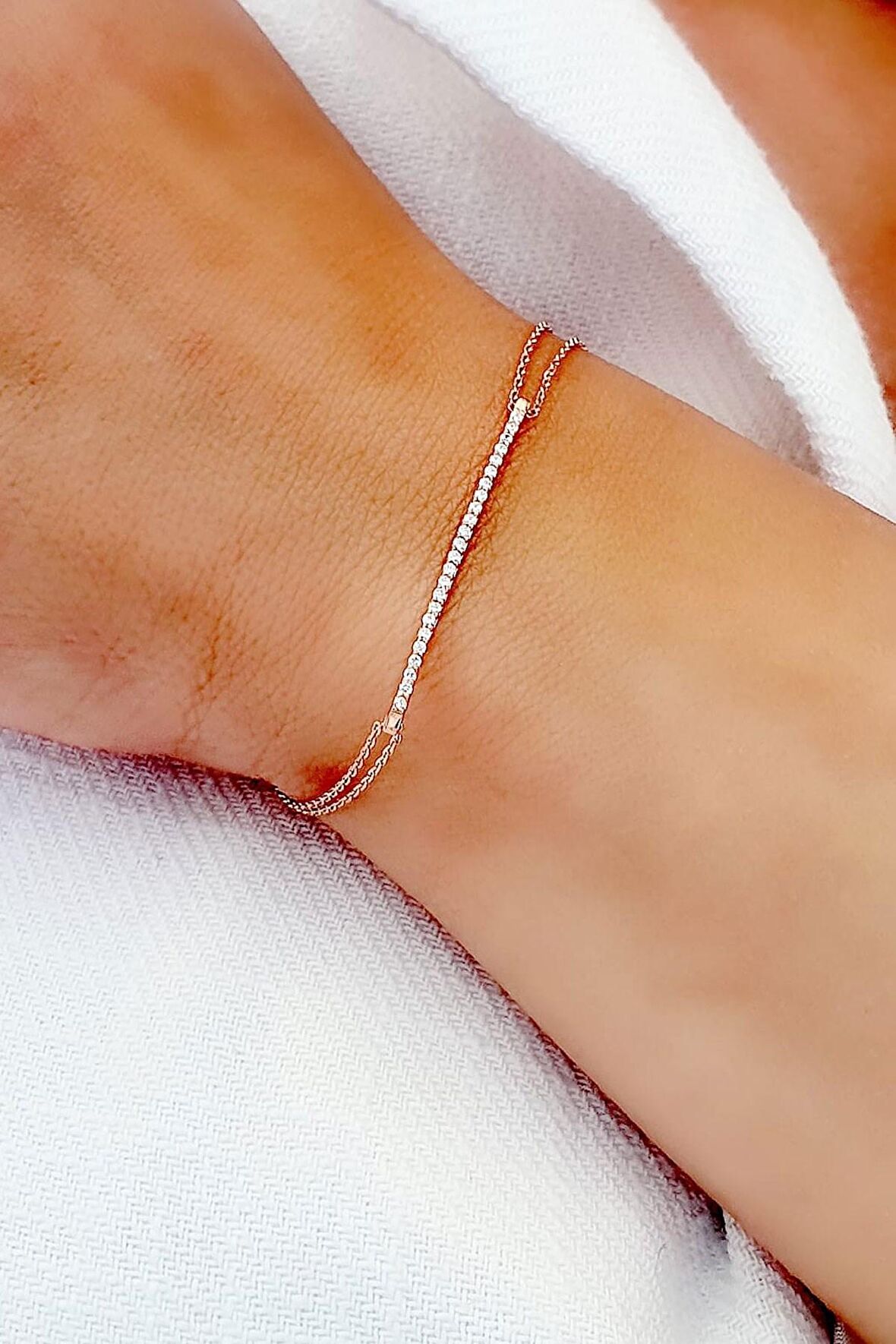 925ayar Gümüş Rose Sıra Taş zarif bileklik