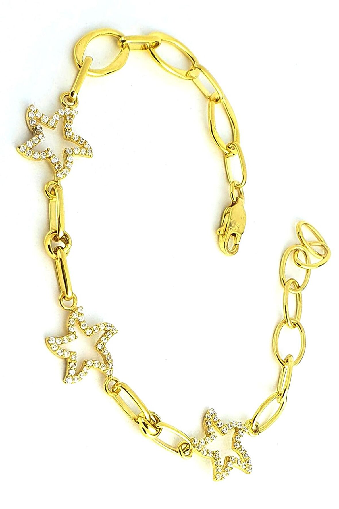 Deniz yıldızı figürlü zirkon taş detaylı 925ayar Gümüş Üzerine Altın Kaplama Hallow Bileklik