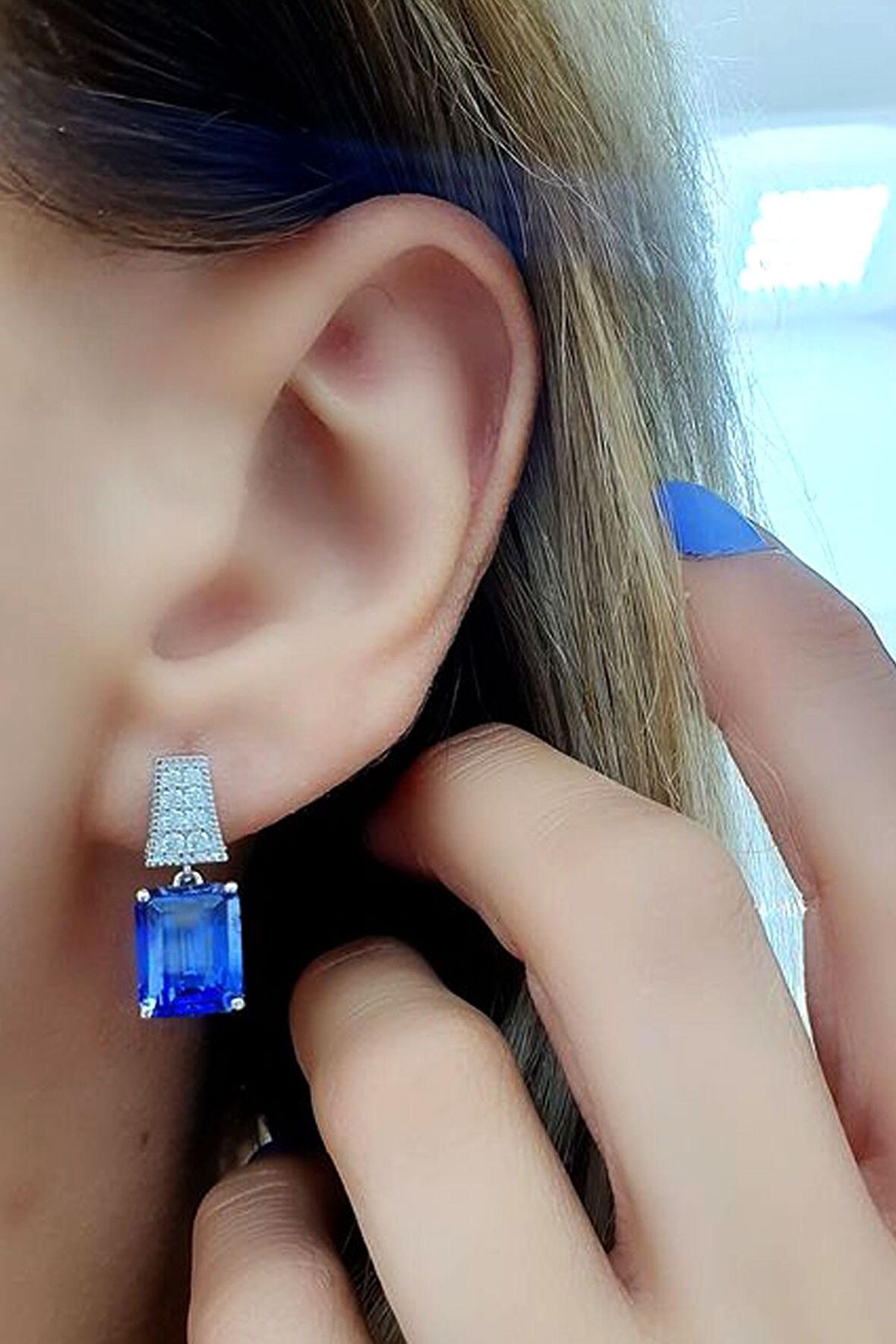 Ametist Taşlı 925ayar Gümüş Lüks Küpe 