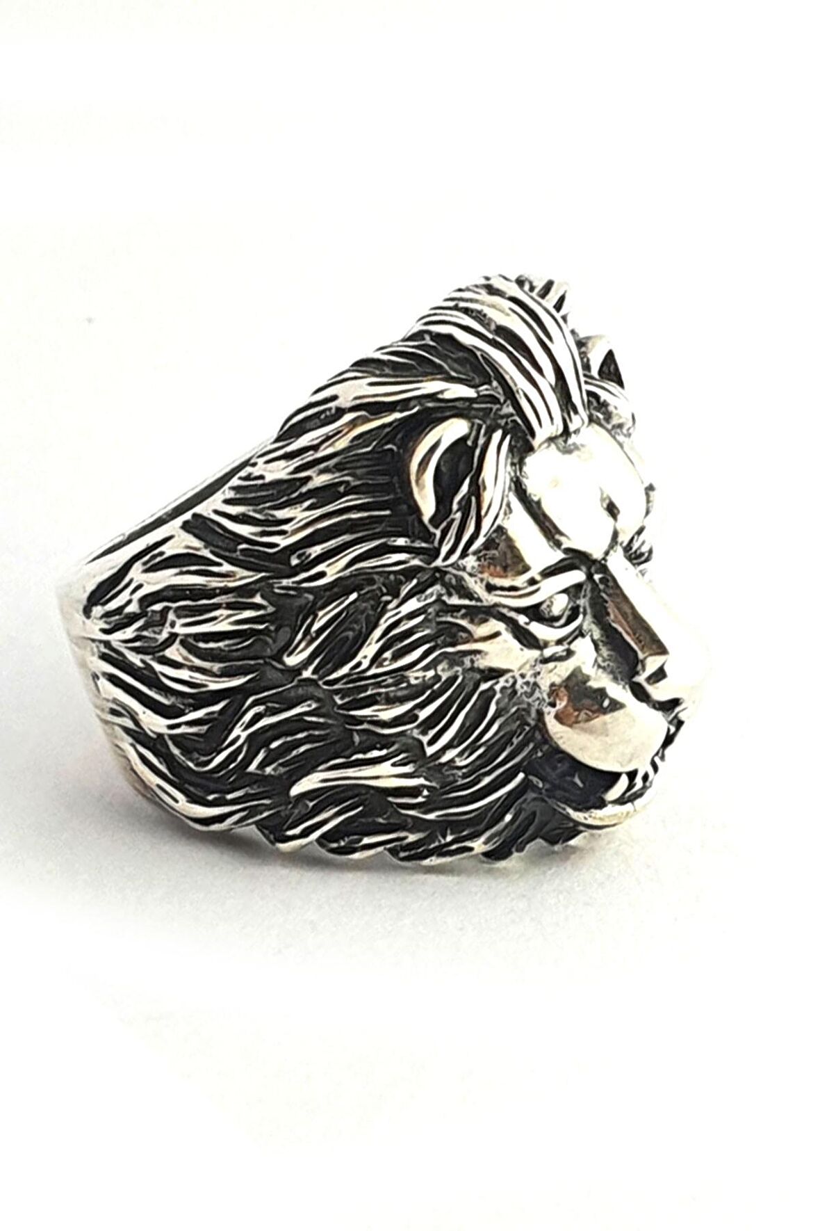 Aslan Figürlü 3 Boyutlu 925 ayar Gümüş Erkek Yüzük