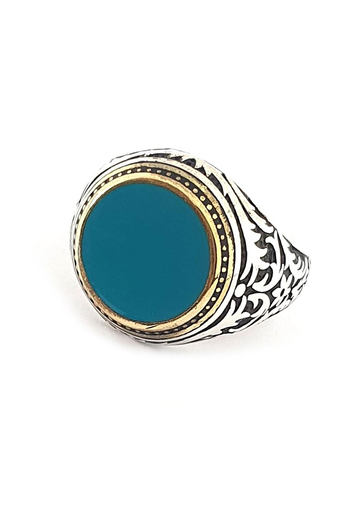Turkuaz Taşlı 925 ayar Gümüş Erkek Yüzük