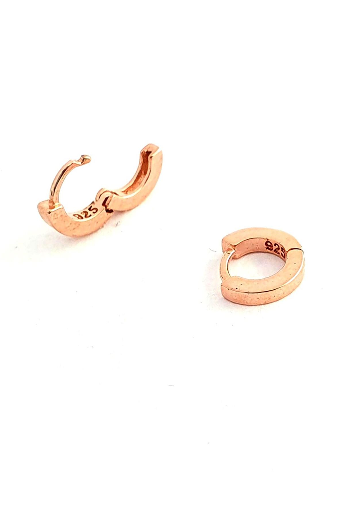 925ayar Gümüş Üzerine Rose Altın Kaplama Tragus Kıkırdak Minimal Tek Halka Küpe 