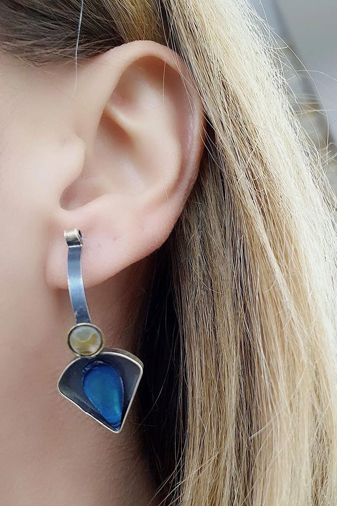 Okyanus Sedefi 925ayar Gümüş Tasarım Küpe