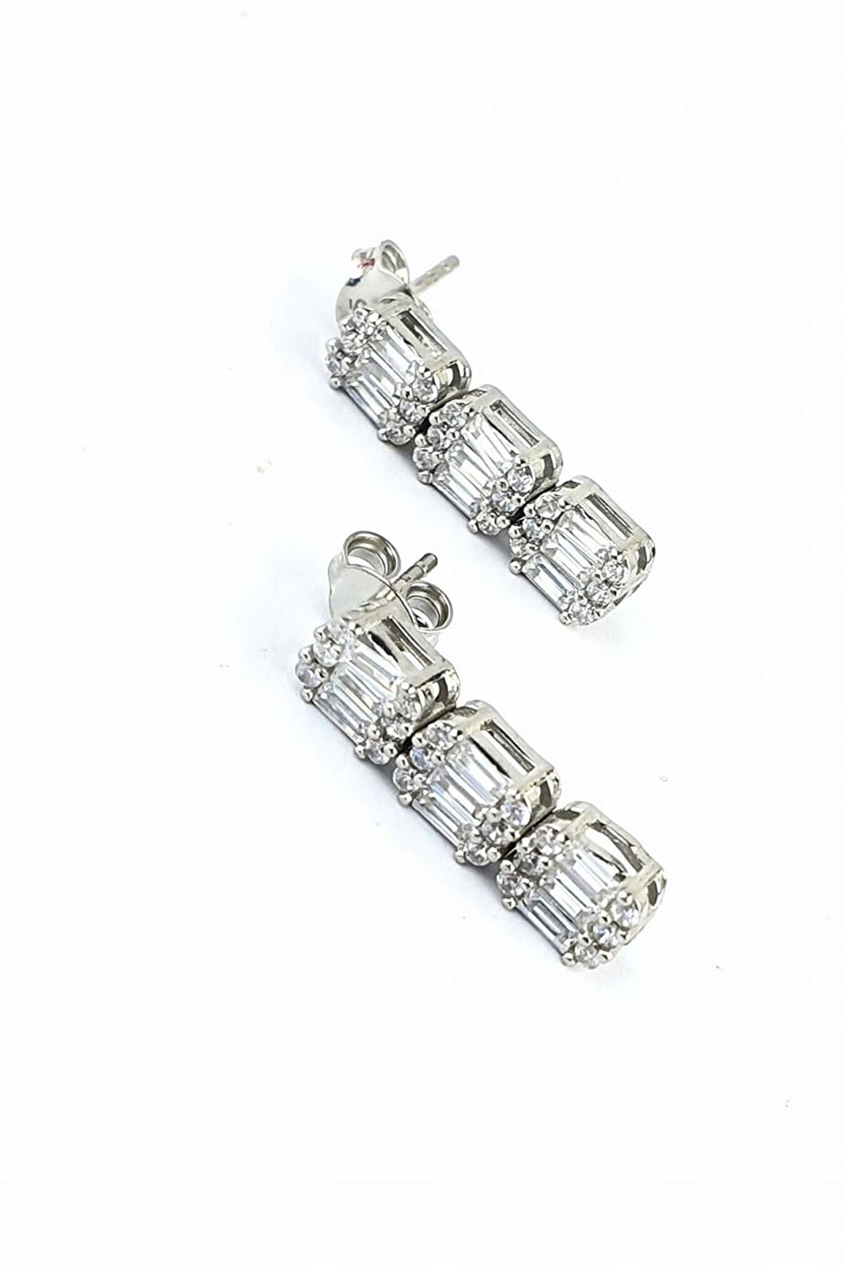 Baget Zirkon Taşlı 925ayar Gümüş Küpe