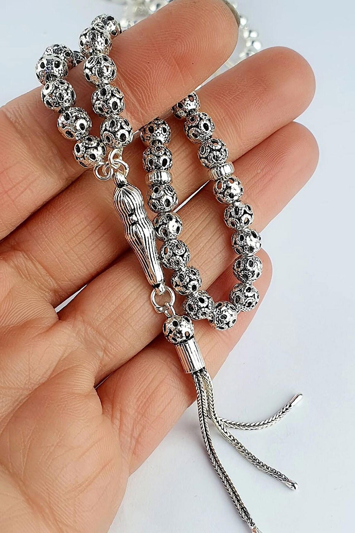 925ayar Gümüş El İşi Tasarım Tesbih
