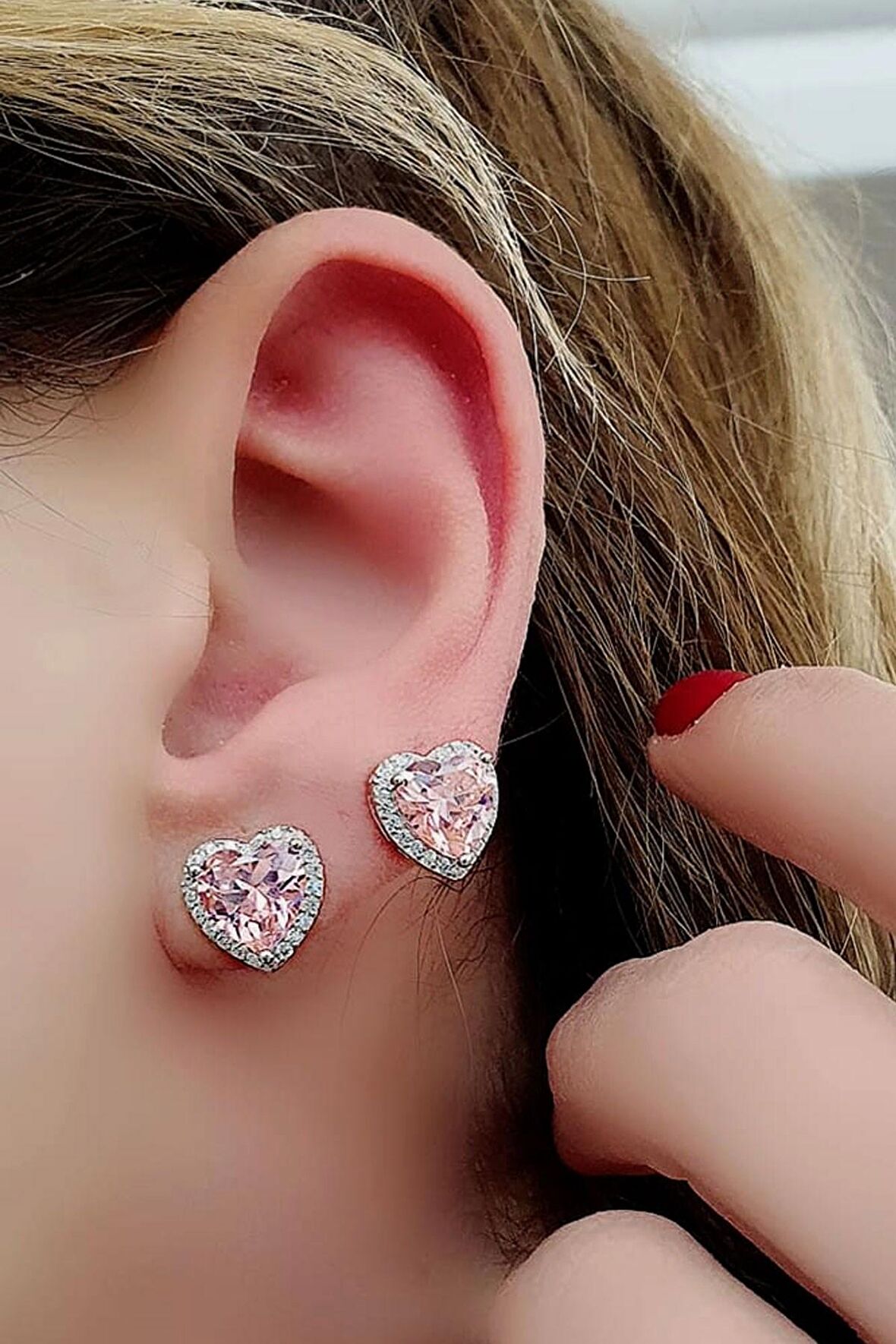 Aleksandrit Taşlı 925 ayar Gümüş Kalp Küpe