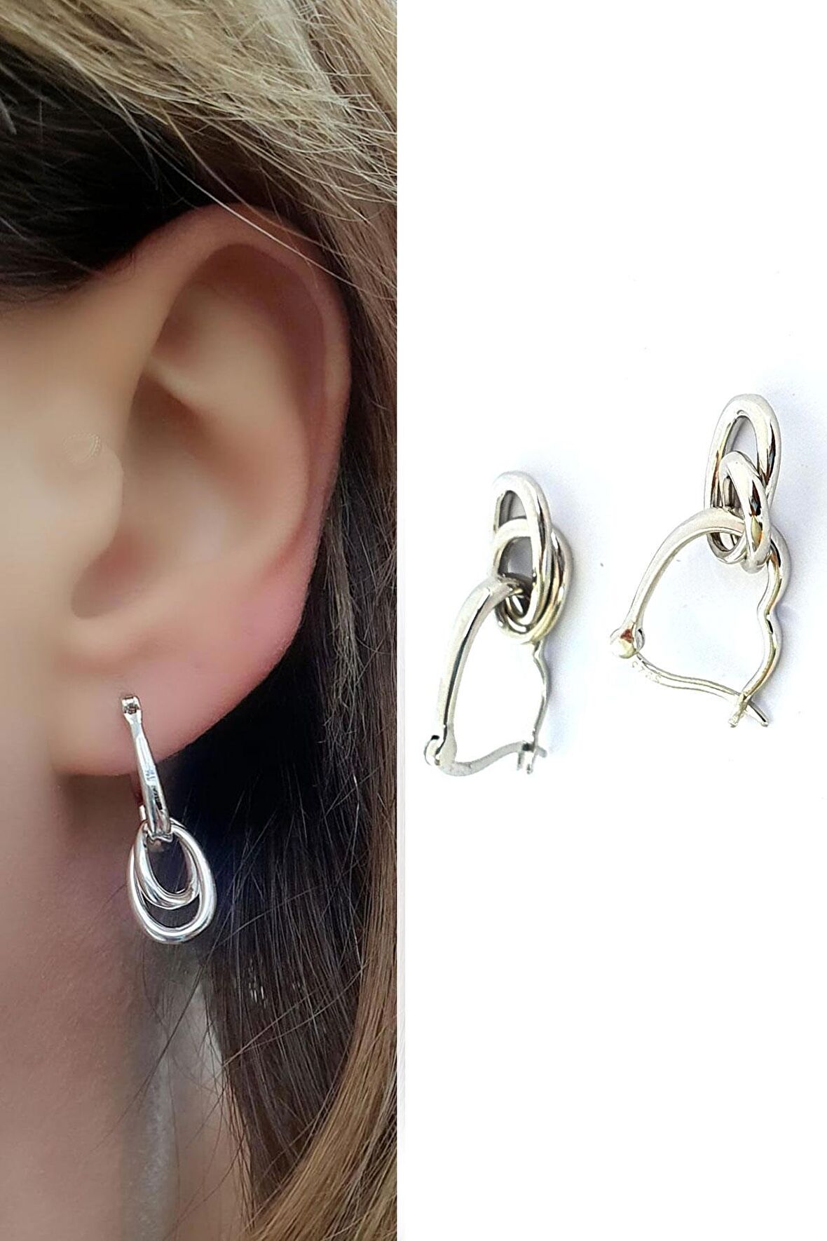 İtalyan 925ayar Gümüş Tasarım Sallantılı Halka Küpe