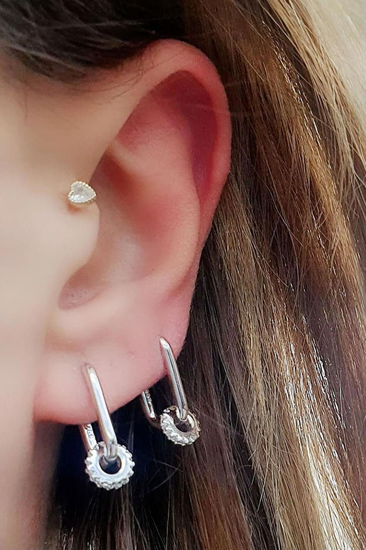 Zirkon Taşlı 925ayar Gümüş Oval Trend Halka Küpe