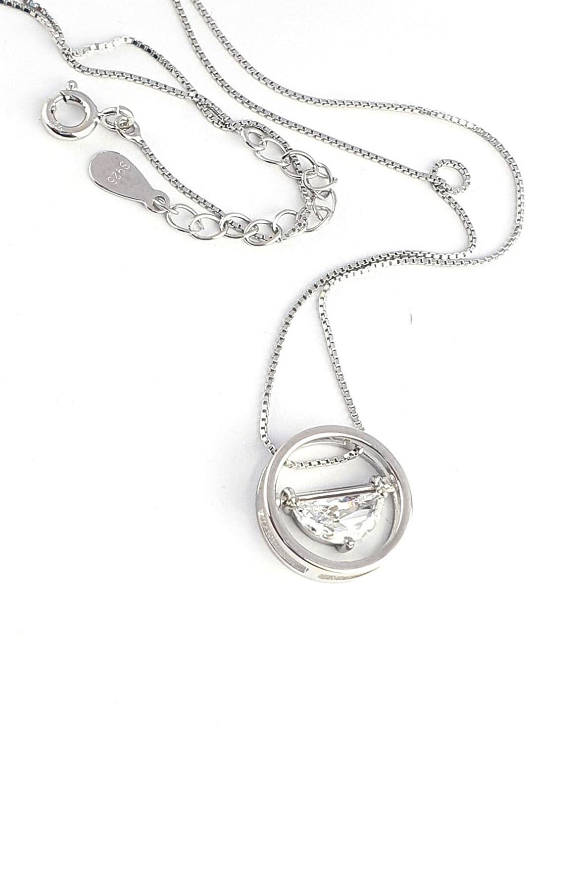 925ayar Gümüş Zirkon Taş Detaylı Tasarım Kolye