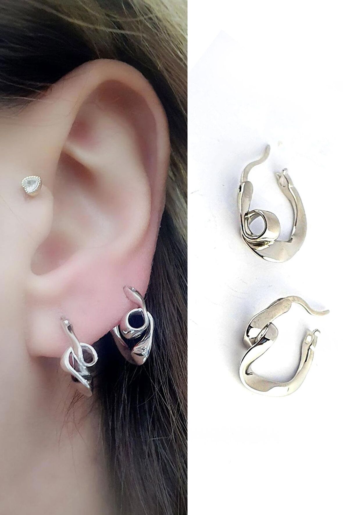 925ayar Gümüş Tasarım Halka Küpe 