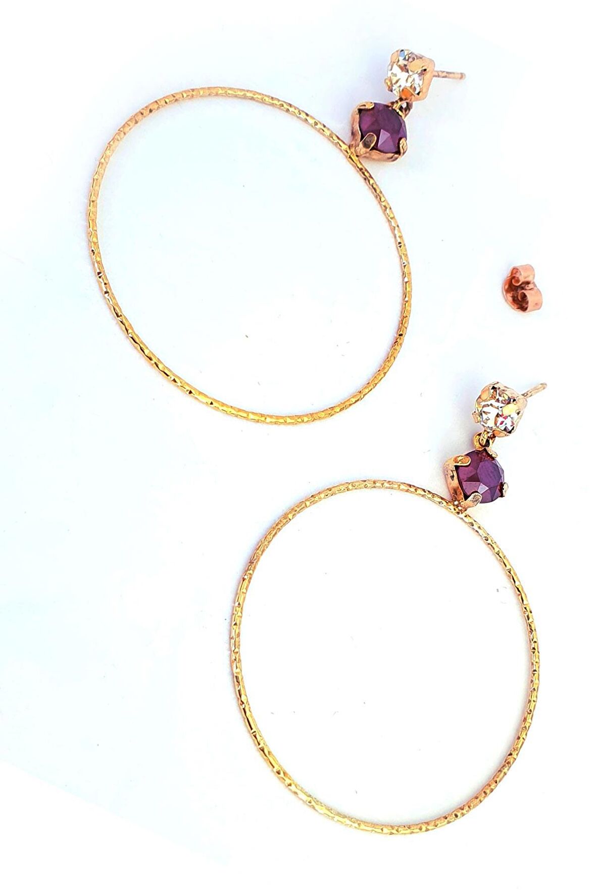 Swarovski taşlı 925ayar Gümüş Rose Tasarım Küpe 