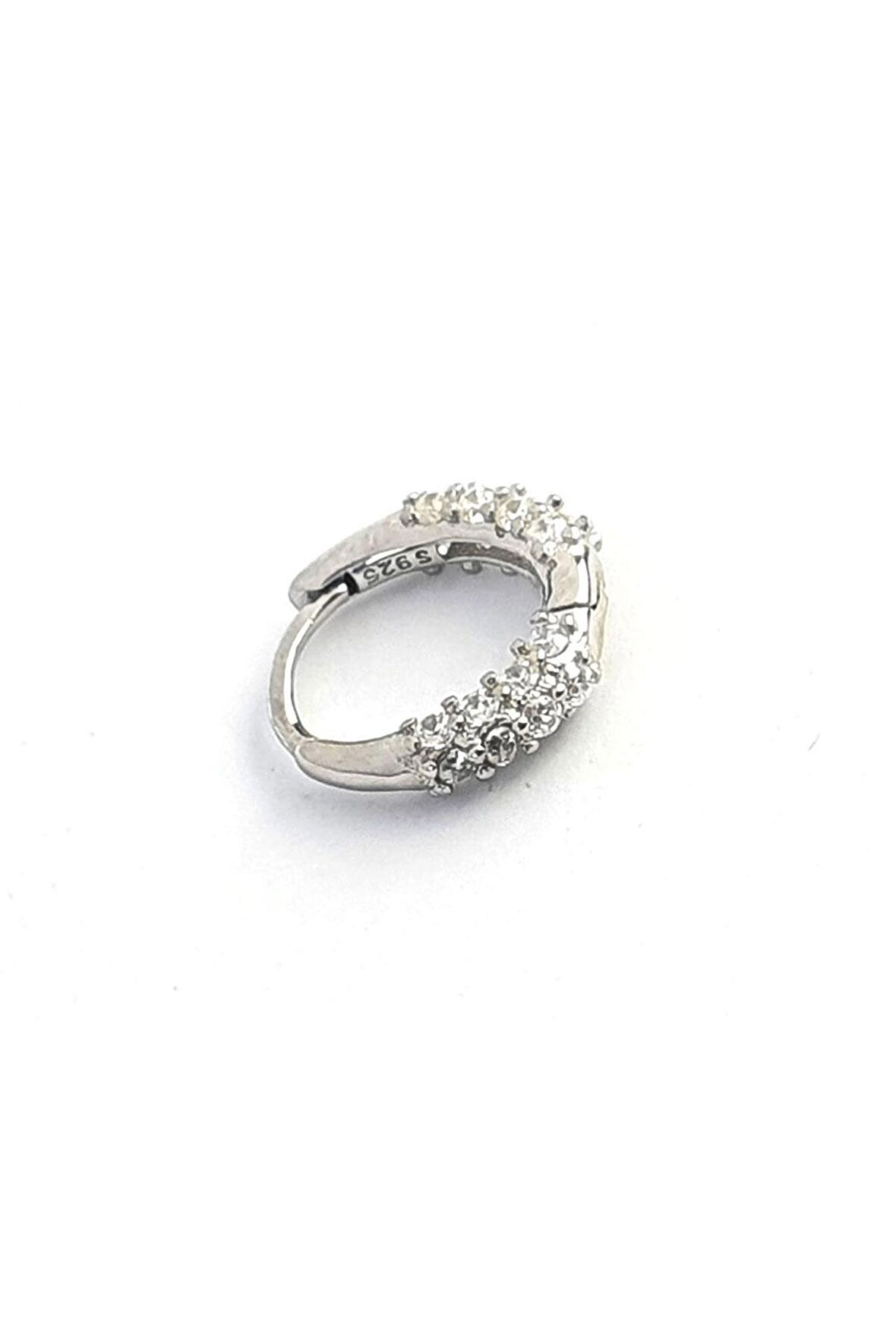 Zirkon Taş Detaylı İtalyan 925ayar Gümüş Kıkırdak Tek Halka Küpe