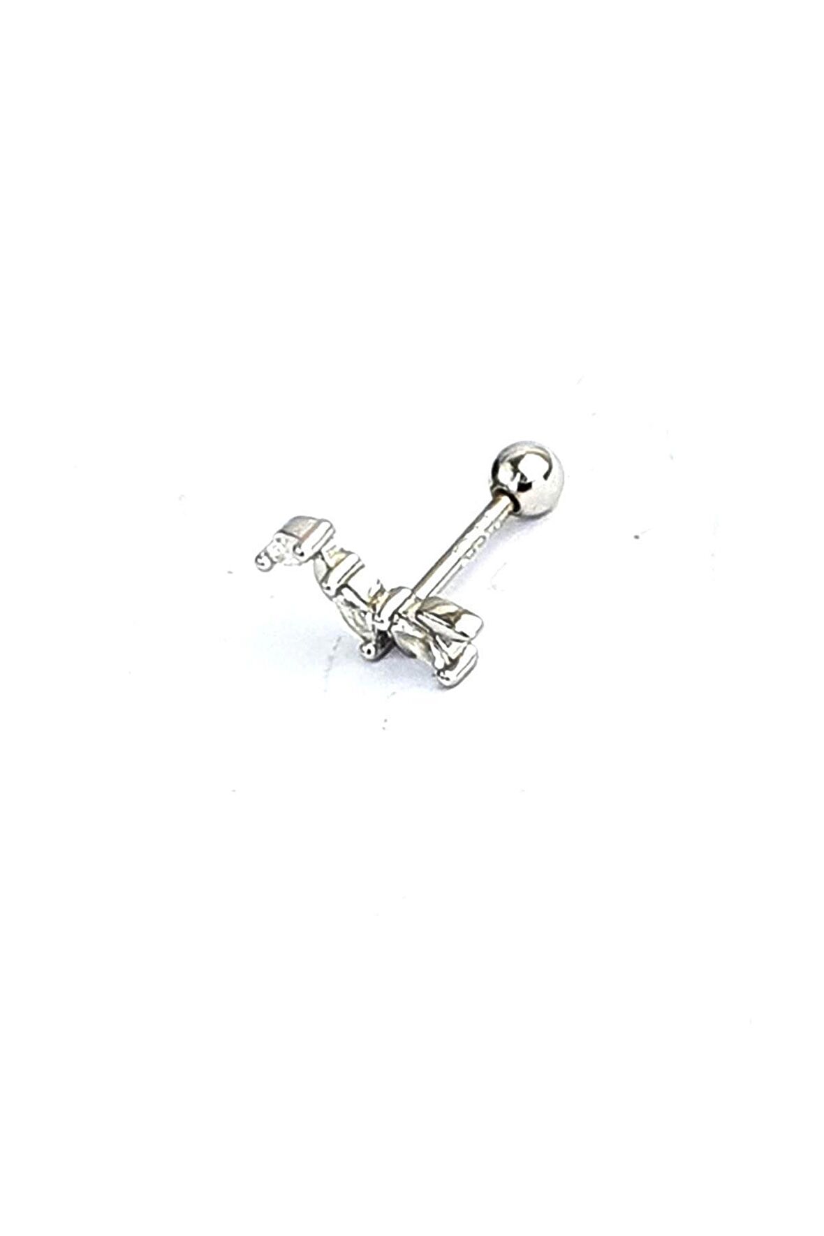 Zirkon Taşlı 925ayar Gümüş Tragus Kıkırdak Piercing