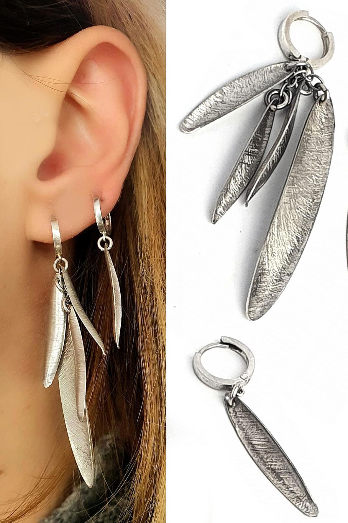 925ayar Gümüş İtalyan Asimetrik Tasarım Küpe