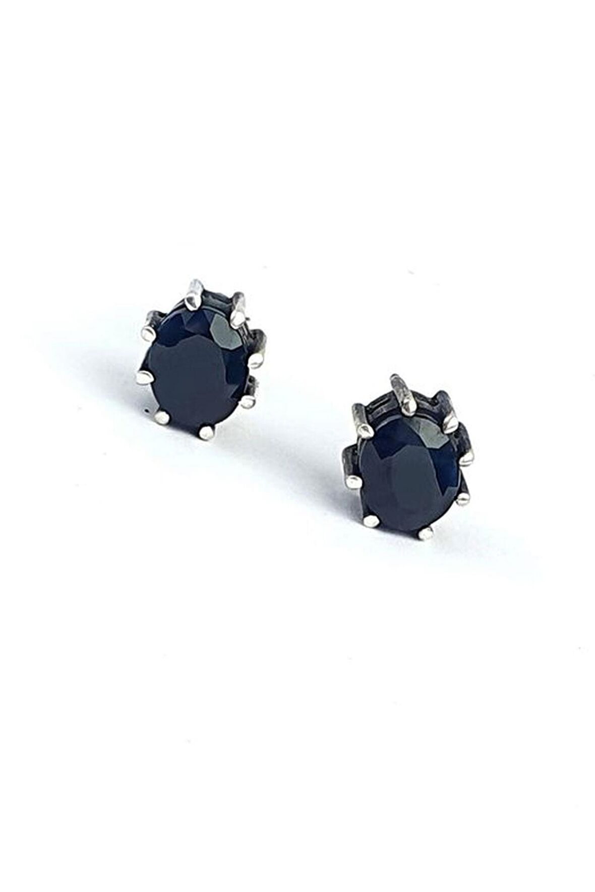 Oniks Taşlı 925ayar Gümüş Tasarım Tek Taş Küpe
