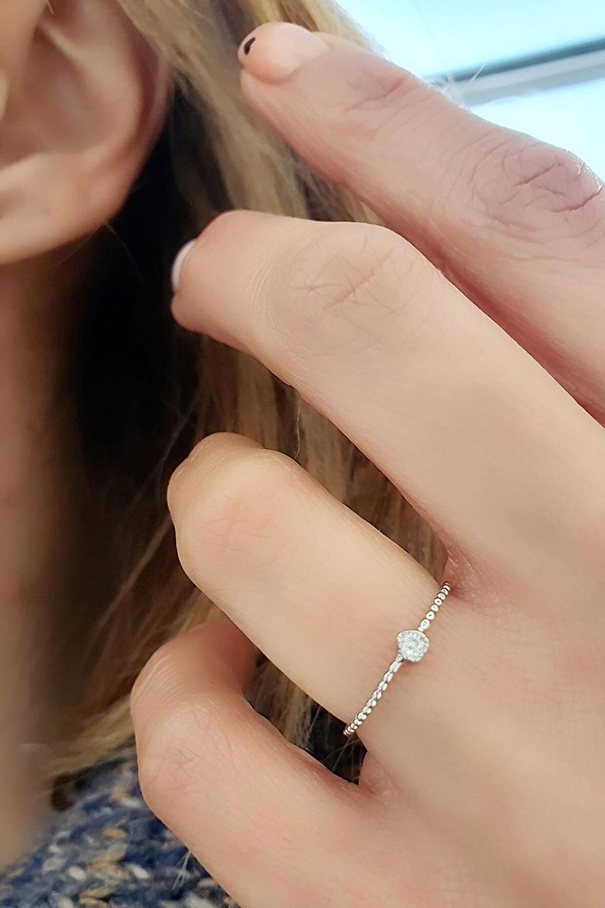 925ayar Gümüş Üzerine  İtalyan Tasarımı Trend Minimal Kalp Yüzük 