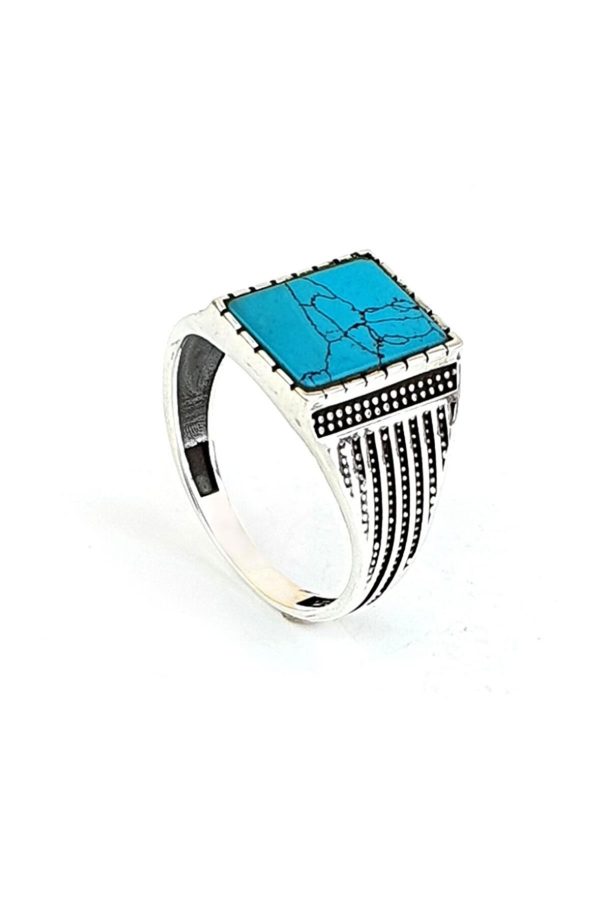 Turkuaz Taşlı 925ayar Gümüş Erkek Yüzük