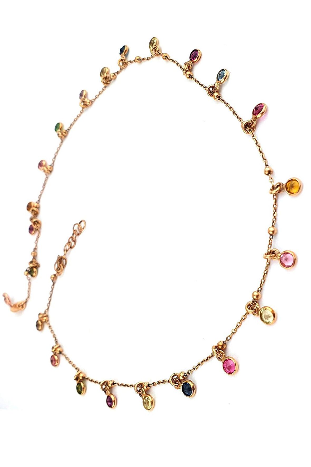 Swarovski Taşlı 925ayar Gümüş Üzerine Rose Altın Kaplama Renkli Kolye 