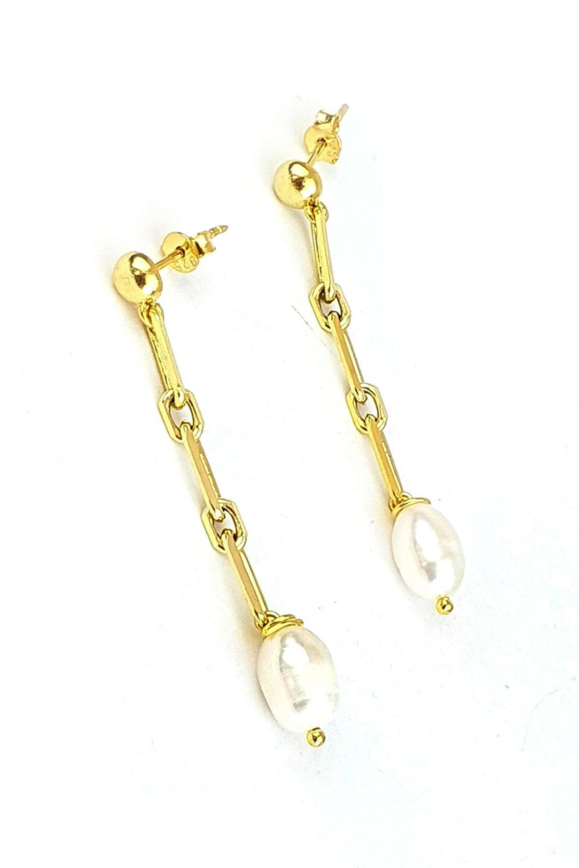 925ayar Gümüş Üzerine Altın Kaplama Barok İncili trend küpe