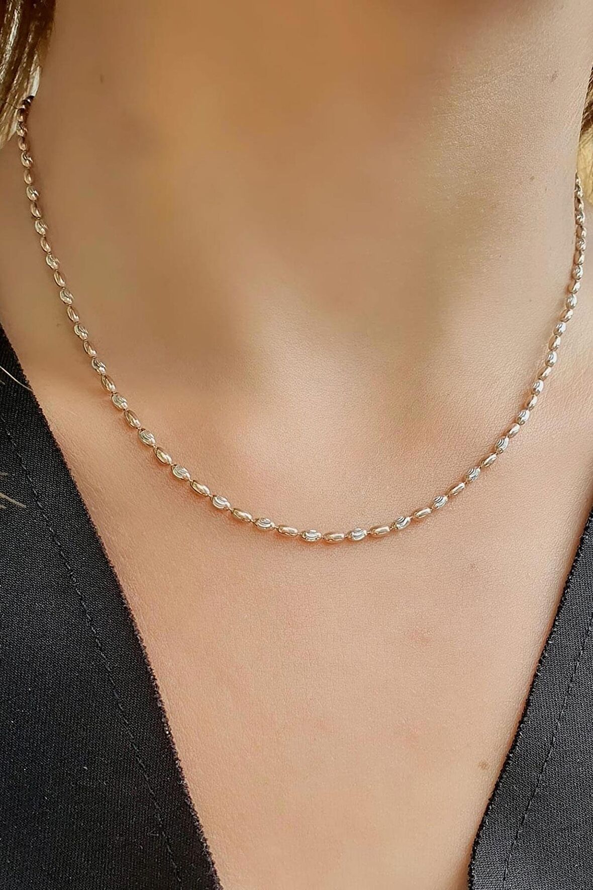 Çift Renkli Rose Beyaz 925 Ayar Gümüş İtalyan Zincir Kolye