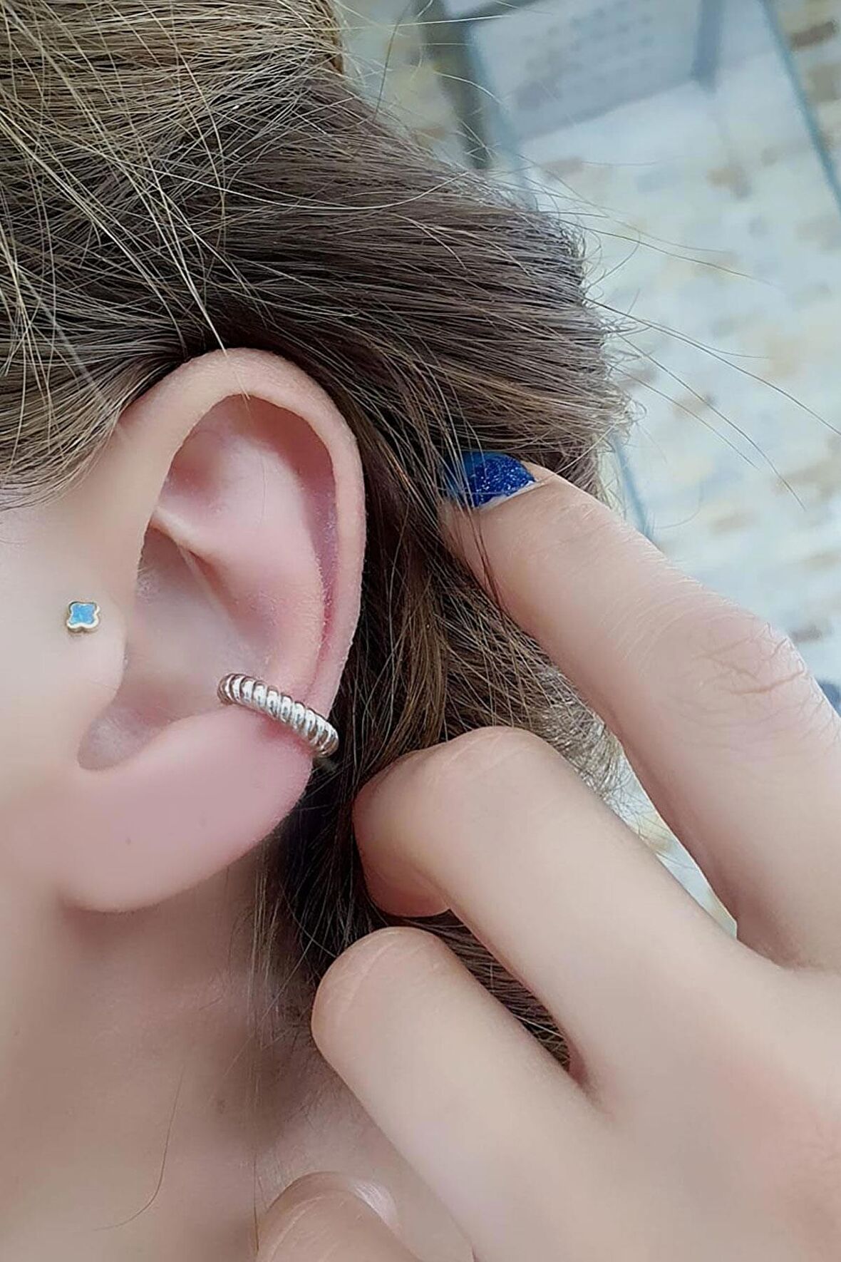 925ayar Gümüş Sıkıştırmalı Kıkırdak Earcuff Küpe
