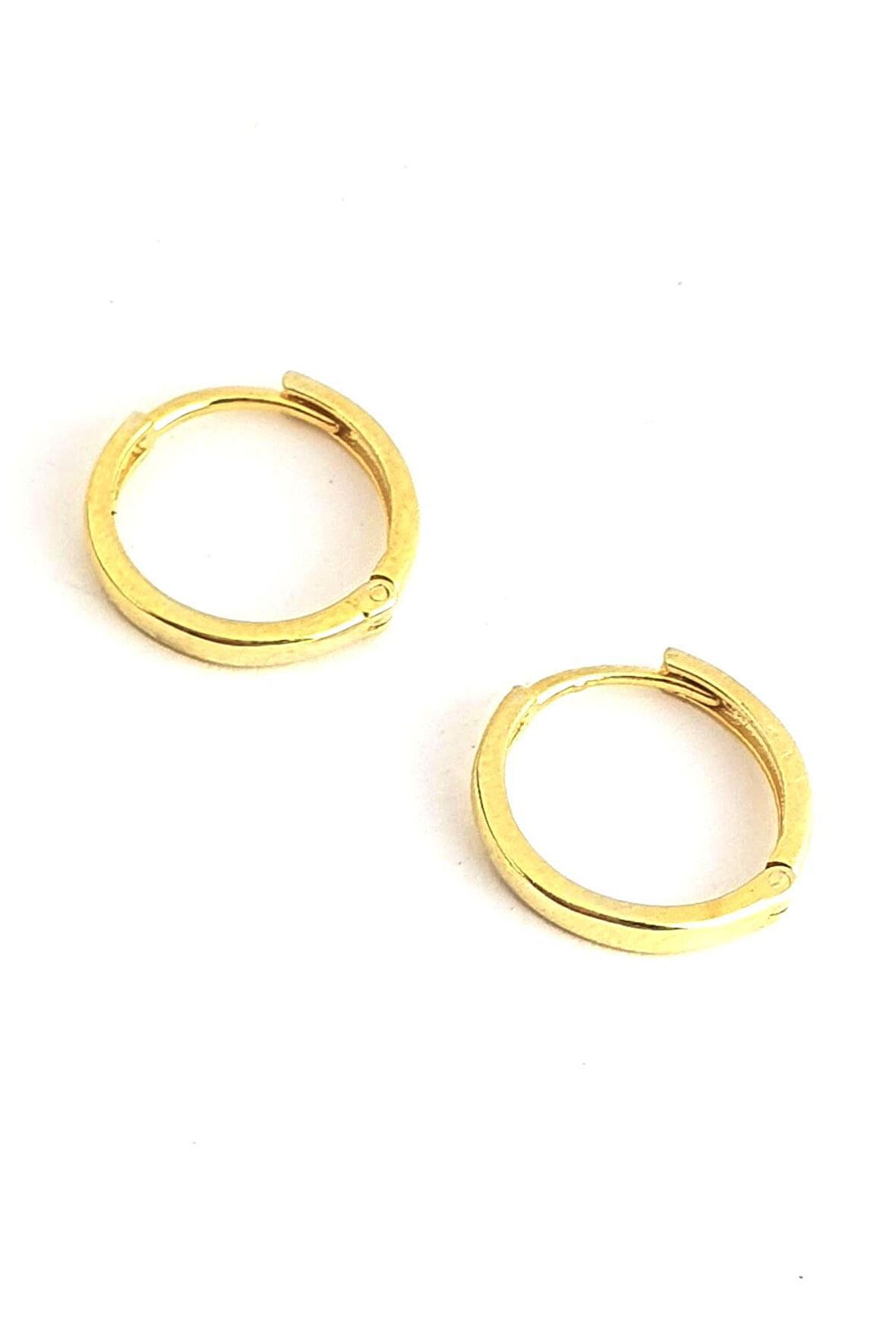 925ayar Gümüş Üzerine Altın Kaplama Bombeli Halka Küpe