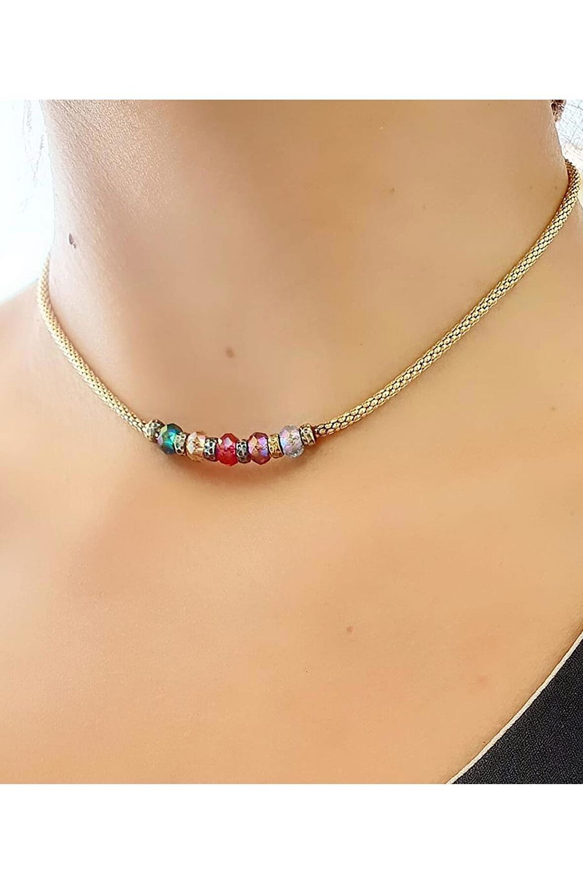 Swarovski taşlı 925ayar Gümüş Üzerine Altın Kaplama Trend Kolye 