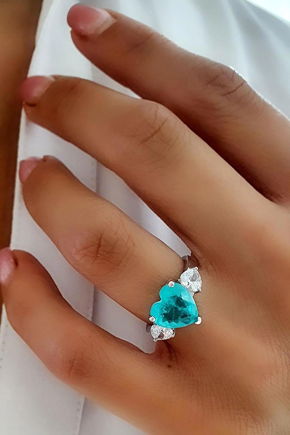 Pariaba Taşlı 925ayar Gümüş Kalp Yüzük