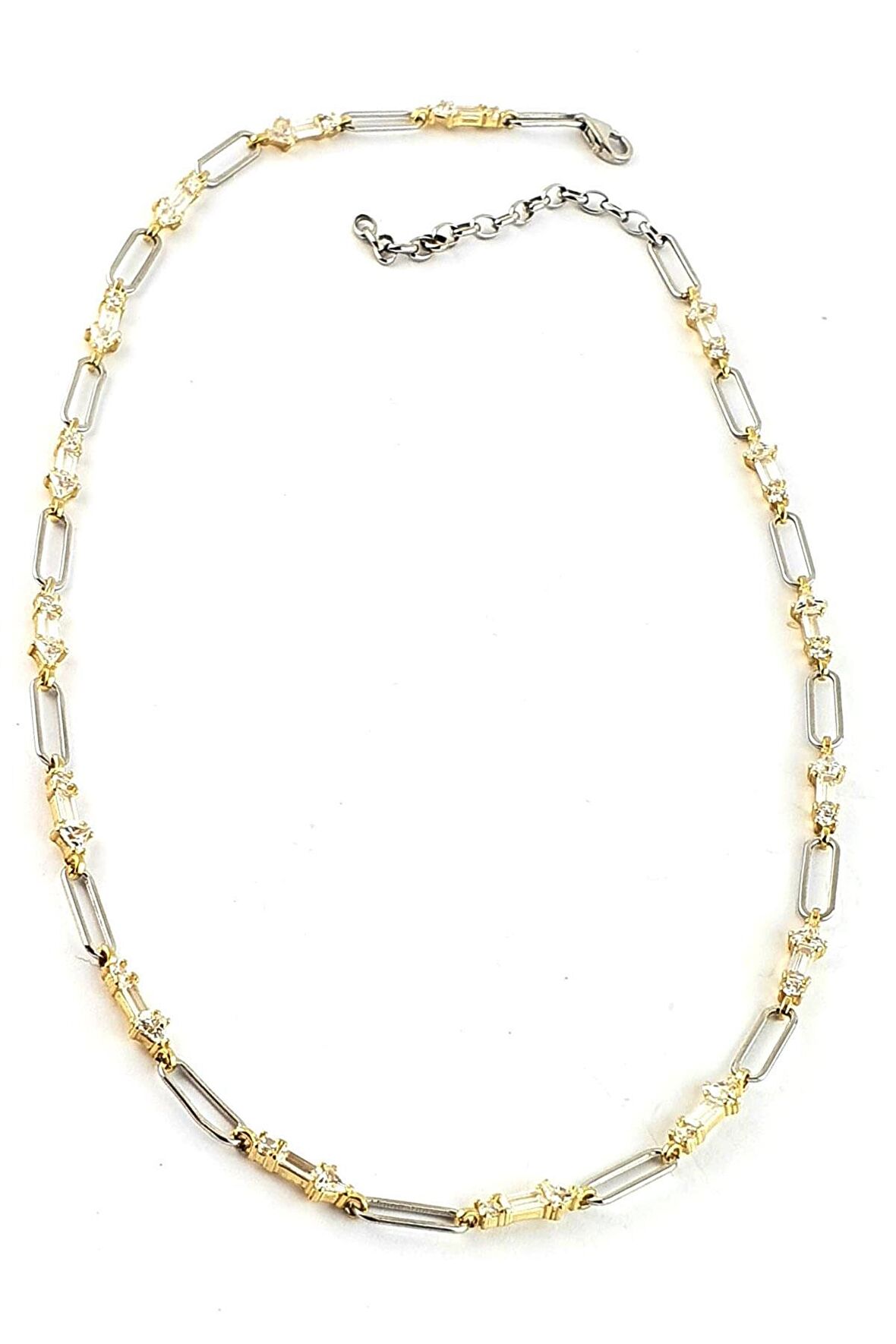 Zirkon Taş Detaylı 925ayar Gümüş Üzerine Altın Kaplama Luxry Tasarım Trend Zincir Choker Kolye 