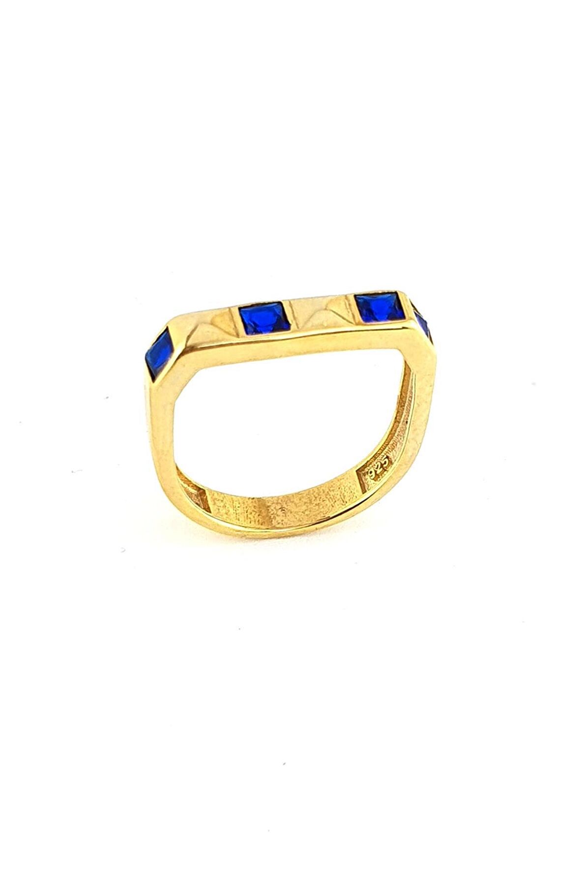 Lacivert zirkon taşlı 925ayar Gümüş Üzerine Altın Kaplama Luxury Tasarım Yüzük