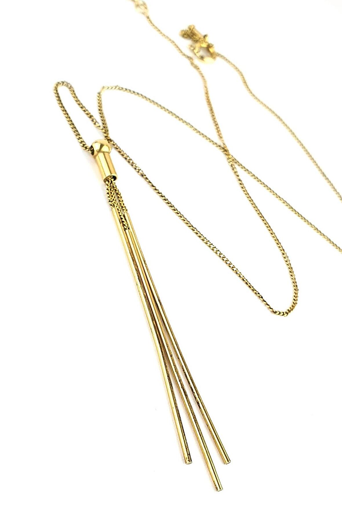 925ayar Gümüş Üzerine Altın Kaplama Tasarım Y Kolye