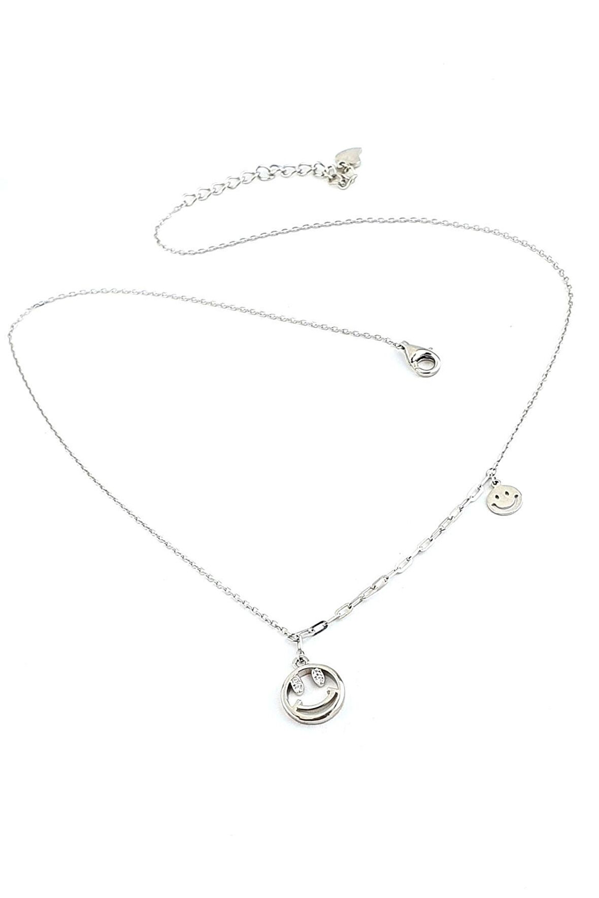 İtalyan 925ayar Gümüş Trend Gülen Yüz Mutluluk Kolyesi