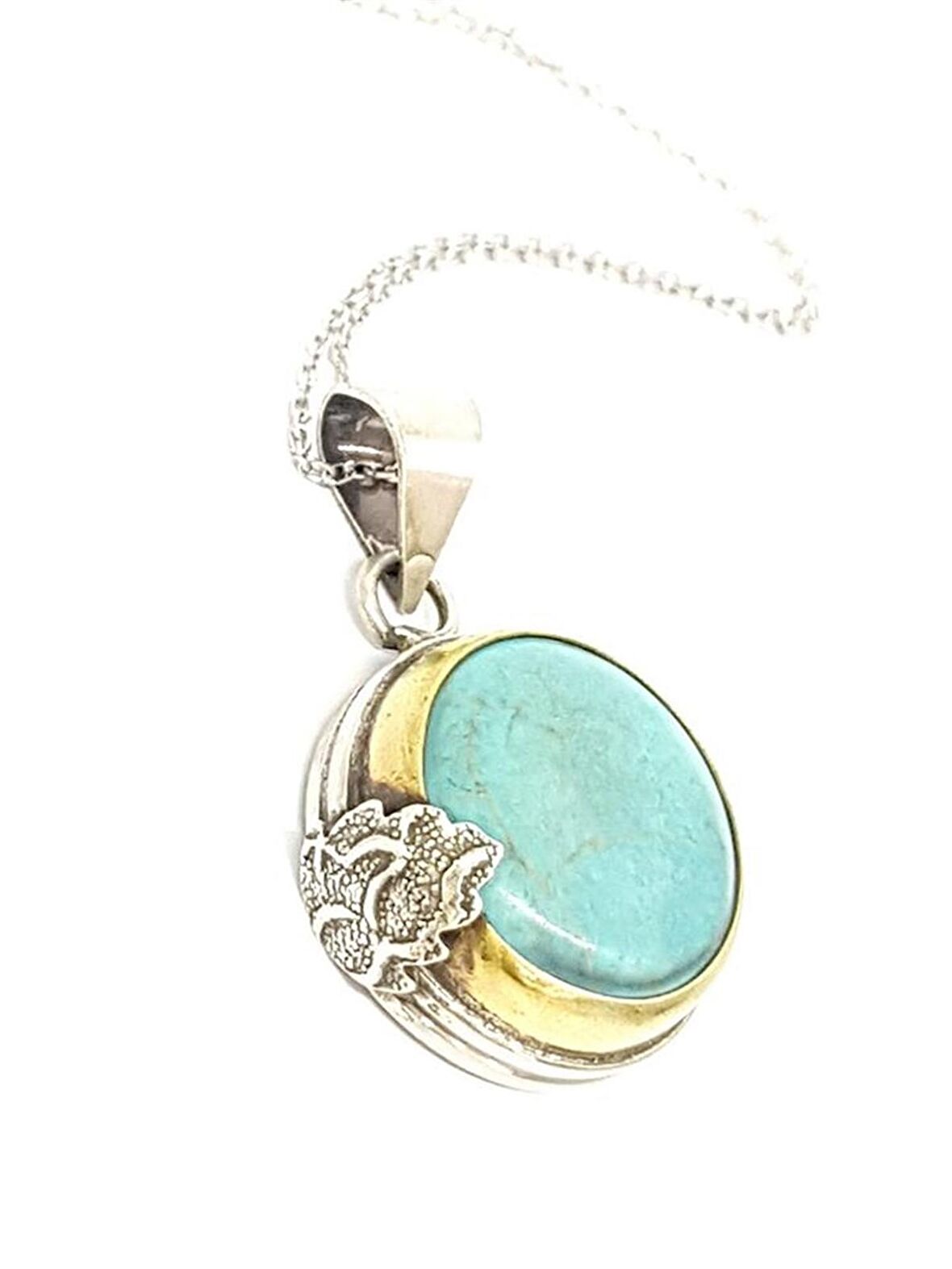 Tasarım Turkuaz Taşlı Gümüş Kolye