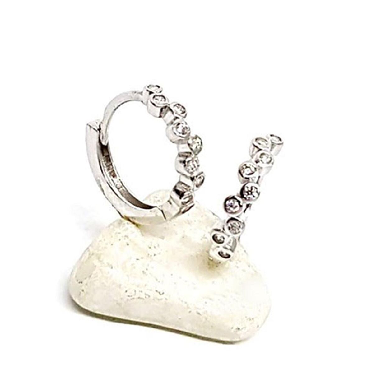 Zirkon Taşlı Gümüş Halka Küpe