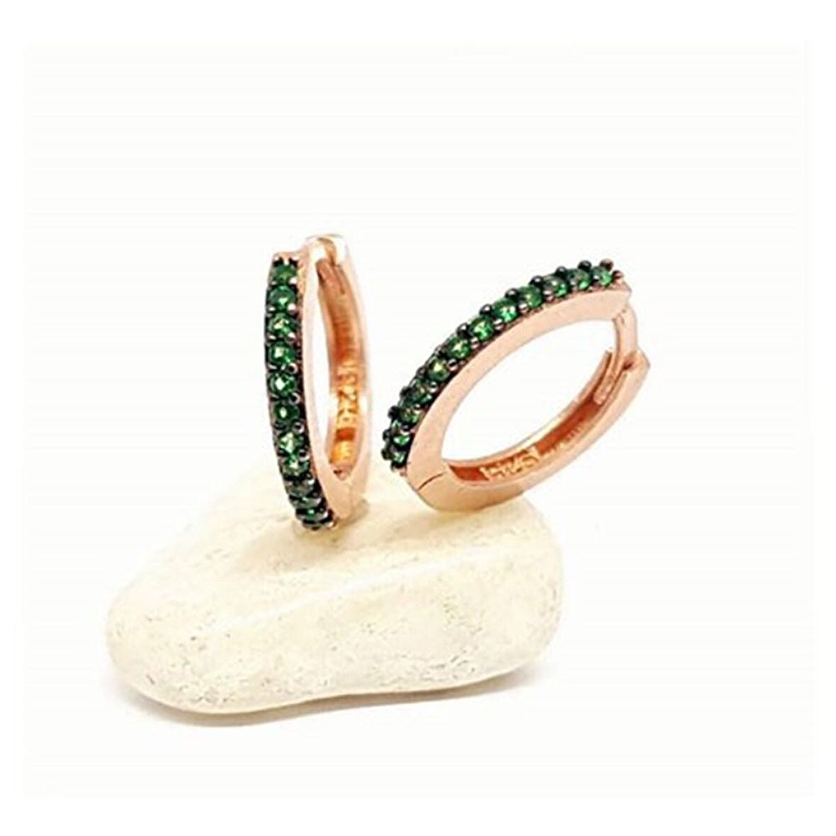 zirkon taşlı gümüş halka küpe