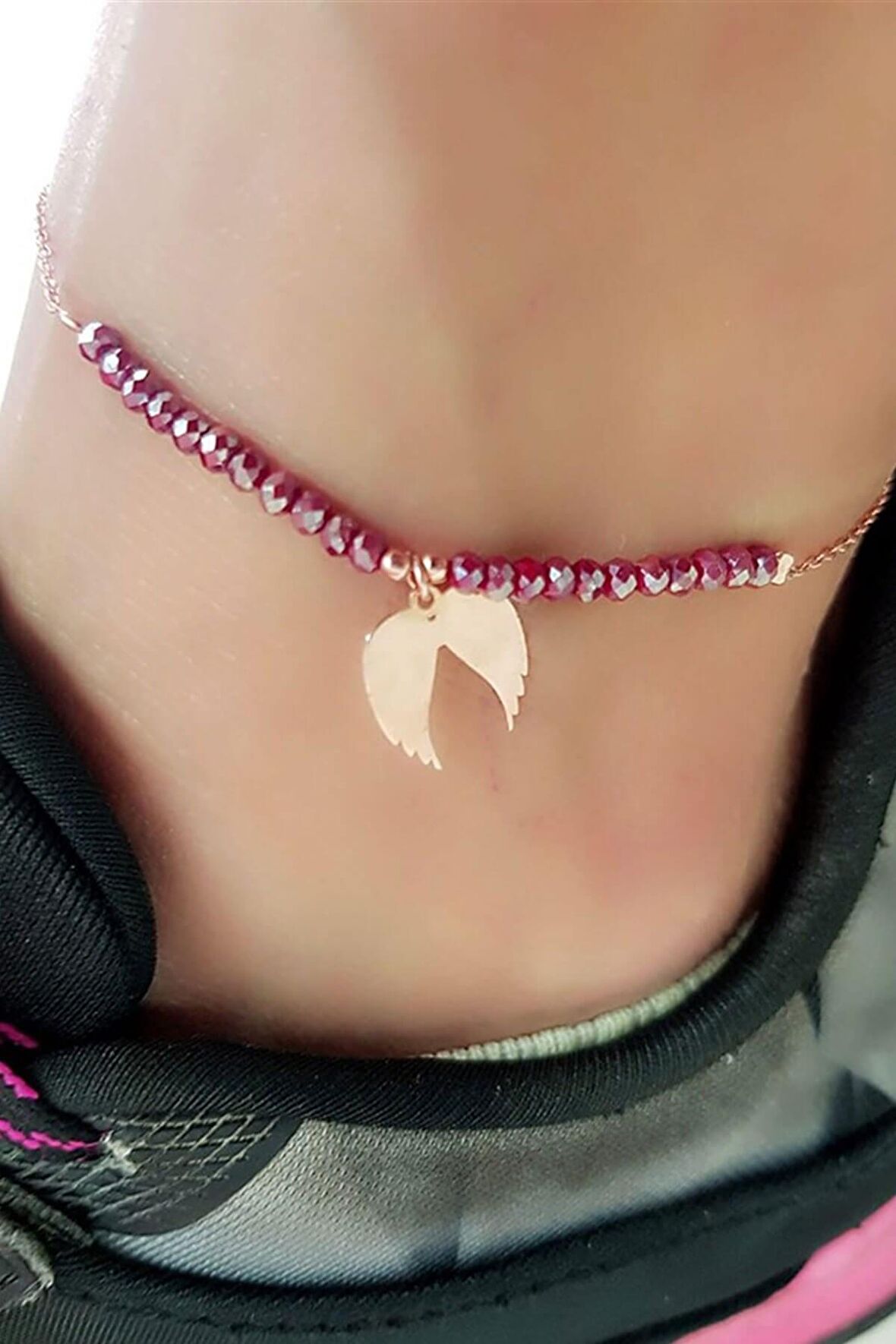 Melek Kanadı Figürlü Gümüş Rose Halhal