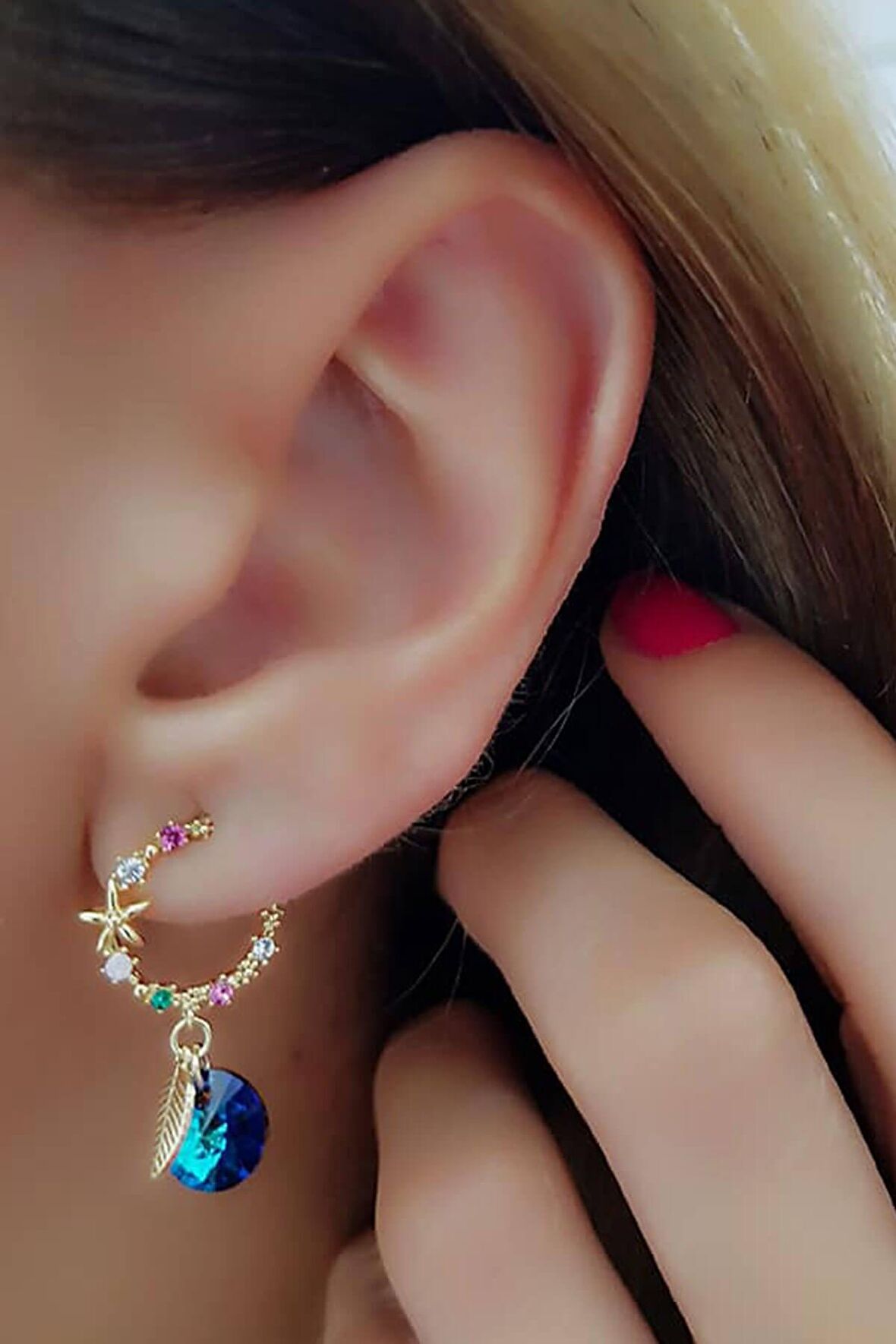swarovski taşlı gümüş bayan küpe