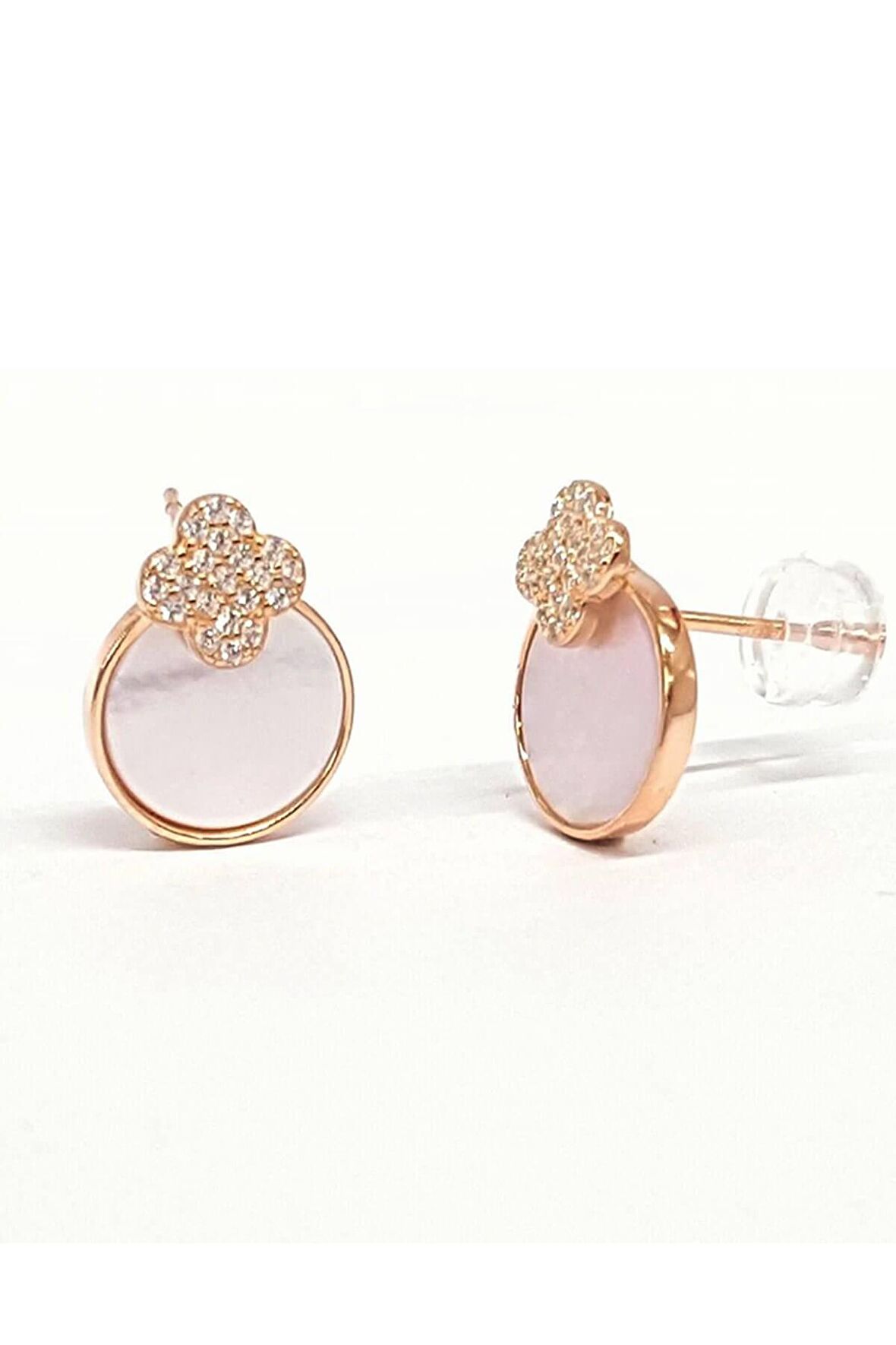 sedef ve zirkon taşlı trend gümüş küpe