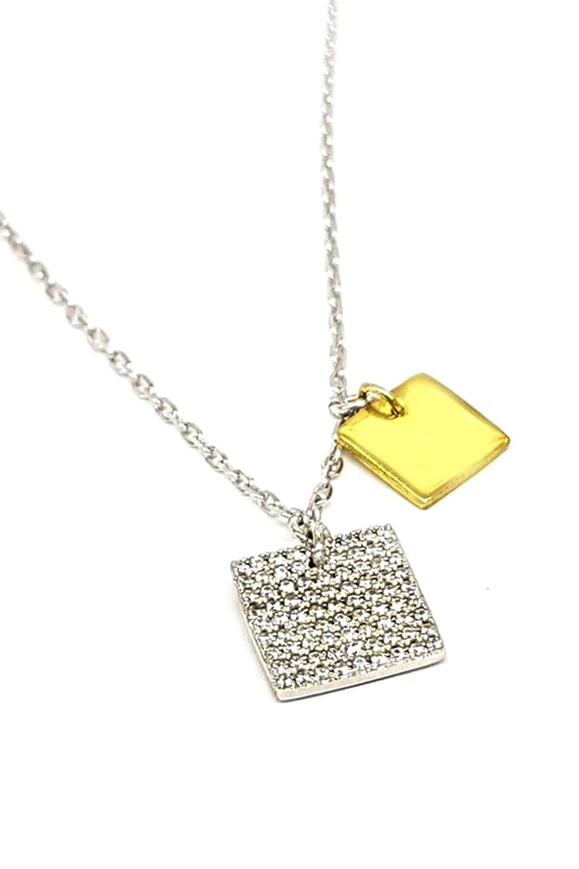 Zirkon Taşlı Gümüş Modern Kolye