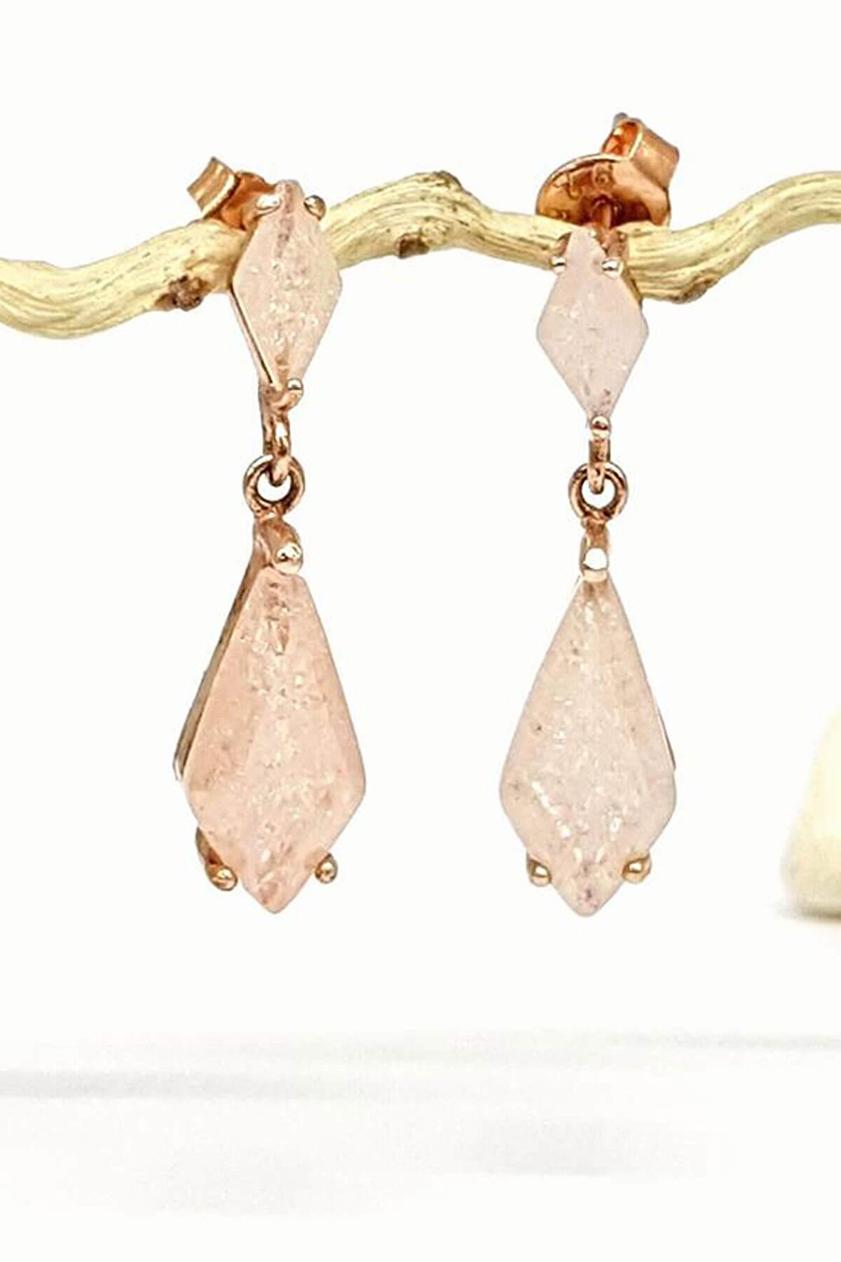 Kristal Kuvars Taşlı Gümüş Kadın Küpe